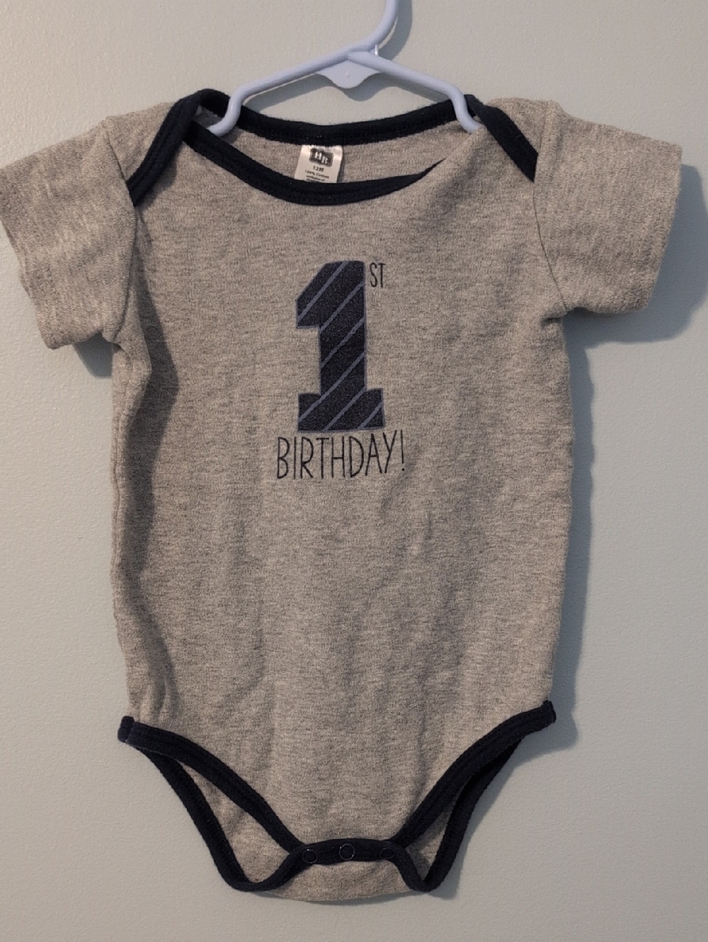 Hudson Baby Gray and Navy '1st Birthday' Boys One-Piece Bodysuit